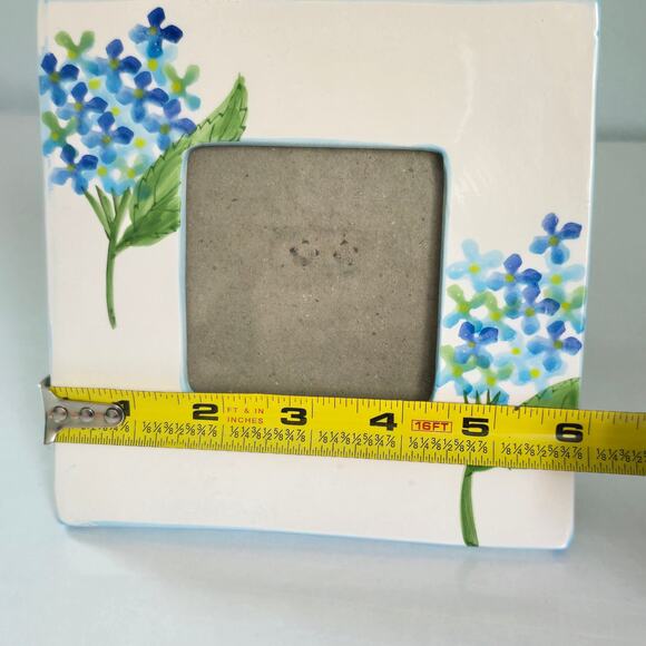 Tradewind Bay Botanicals Picture Frame Ceramic Blue Floral 4X4 Cottagecore READ - Picture 7 of 8